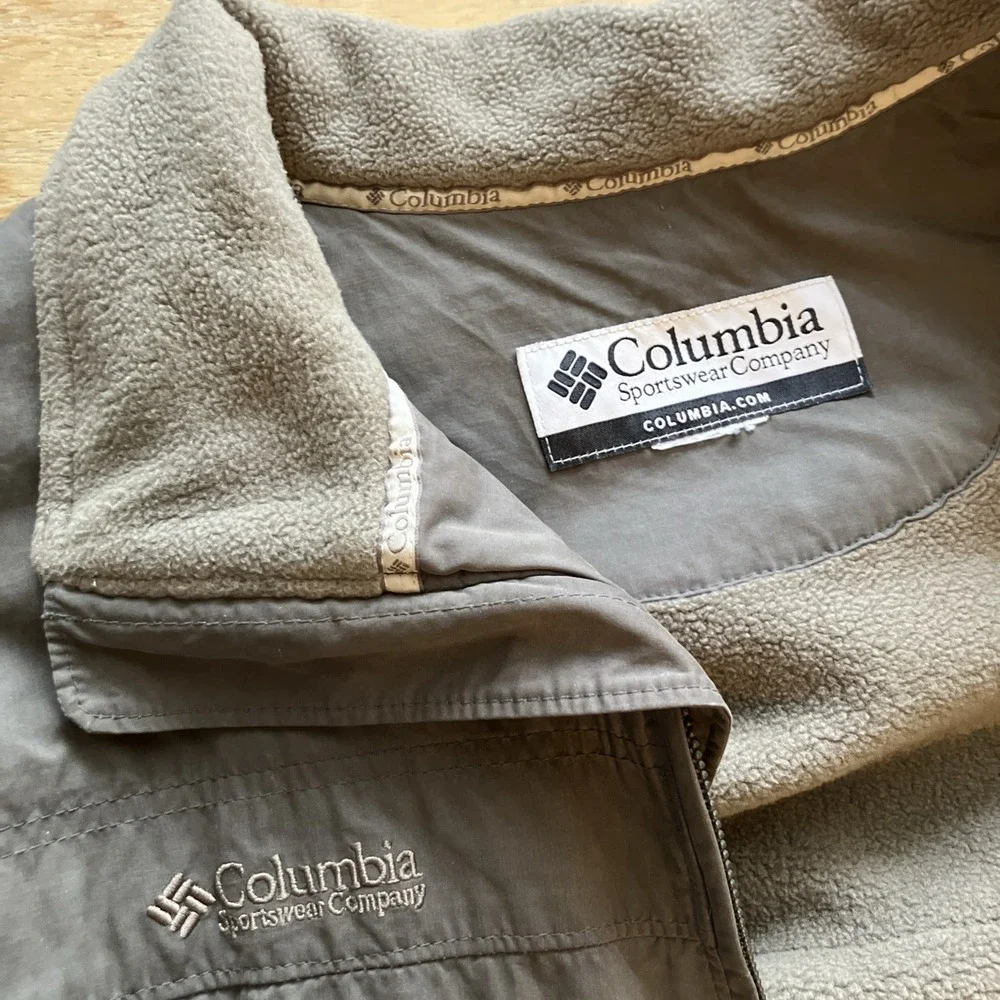 Men's Columbia Coat Size XL Fleece Lined Insulated Fisherman Vintage Gray Collar